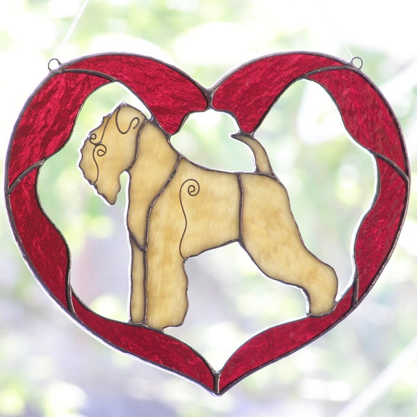 Soft Coated Wheaten Terrier, Wheaten Terrier Stained Glass Heart Suncatcher, Valentine's Day Gift