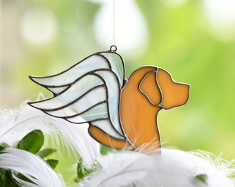 Labrador Retriever Angel Stained Glass Suncatcher, Labrador Retriever Memorial gift