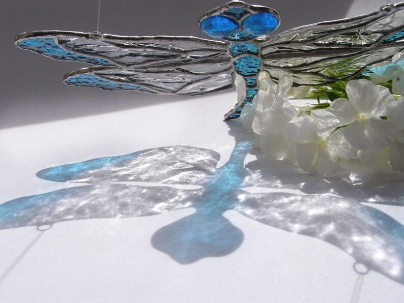Dragonfly Stained Glass Suncatcher Home Decor Hanging Garden Etsy