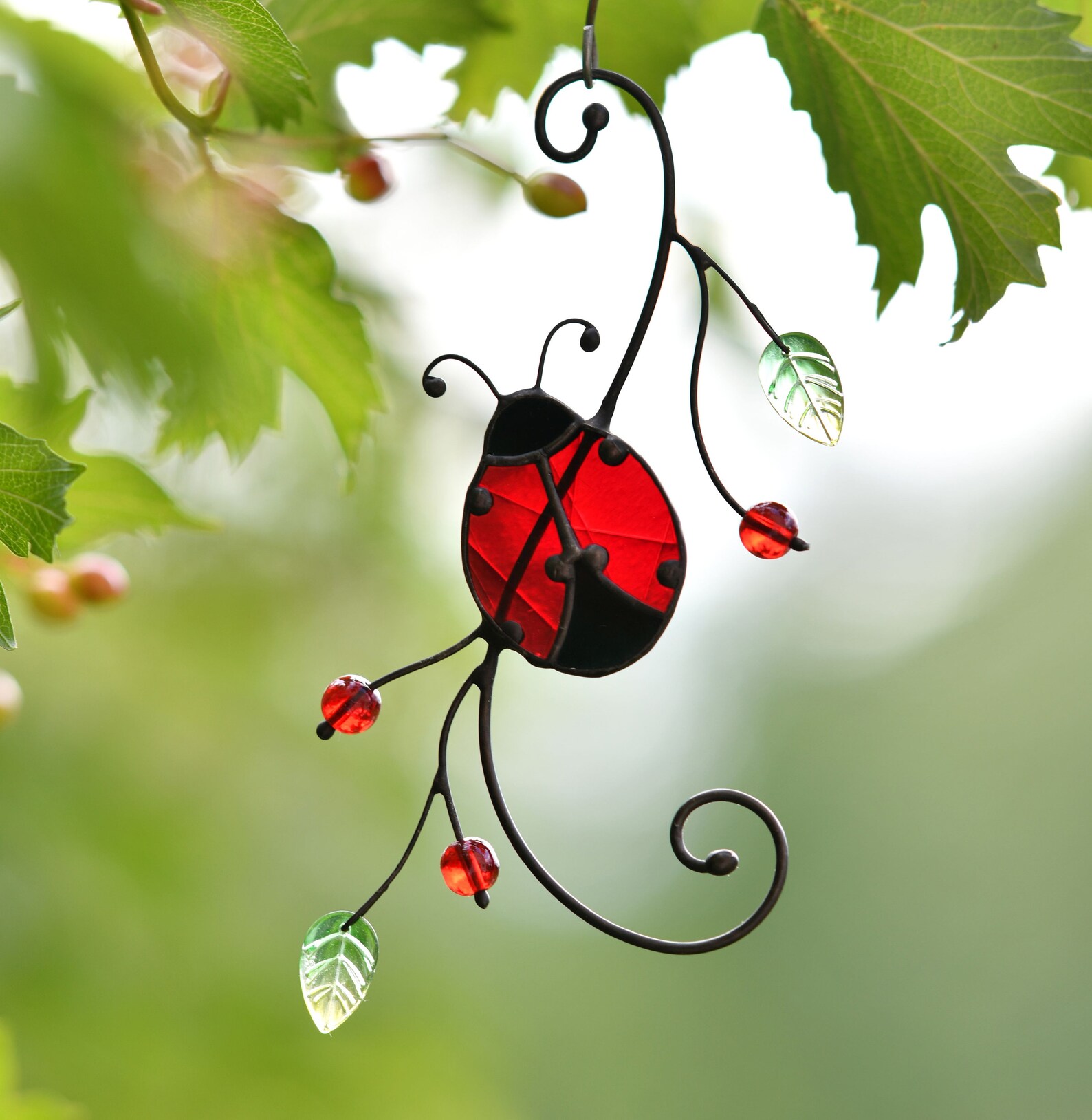 Ladybug Stained Glass Suncatcher Ladybug Stained Glass Window Etsy