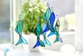 Stained glass fish suncatcher Turquoise fish hangings decor Fantasy blue fish lover gift decor Gift for fisherman product logo