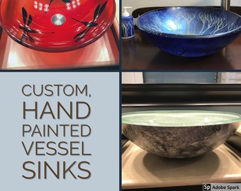 Custom Hand Painted Vessel Sinks, Made to Order