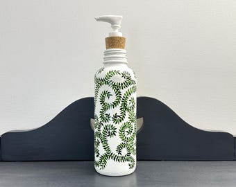 Large Hand Painted Soap Dispenser, Green Ivy