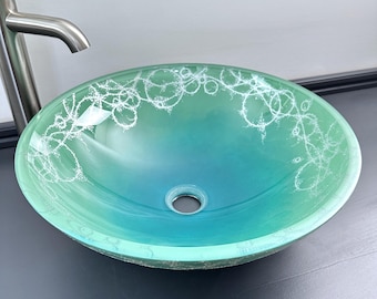 Handbemaltes Glas Waschbecken aus Glas