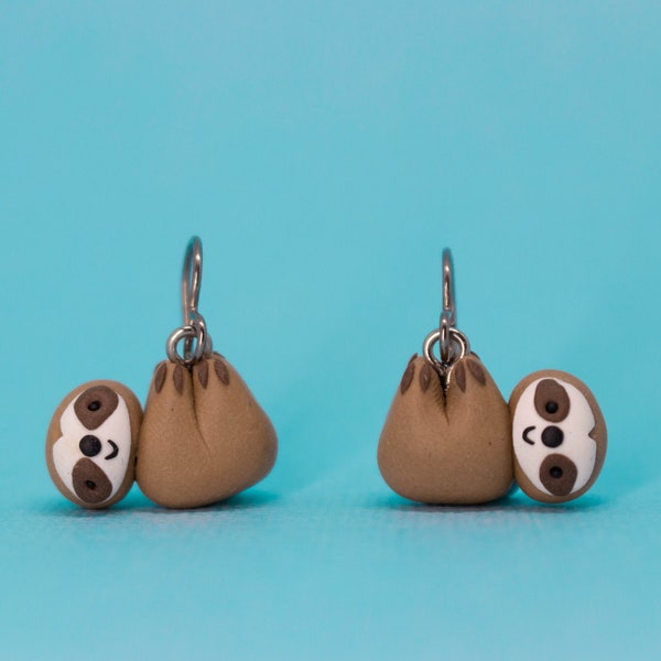 Sloth Earrings, Sloth Gifts for Her, Animal Lover Gift, Sloth for Women, Cute Sloth Jewellery, Hypoallergenic Dangle Earrings.
