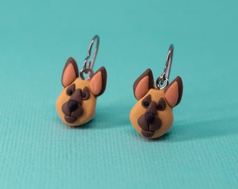 German Shepherd Gift, Clay Dog Earrings Dog Gifts For Owners, German Shepherd Earrings, Dog Lover Earrings, Hypoallergenic.