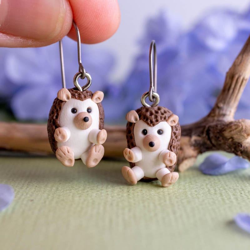 thumbnail image 2 of Hedgehog Stud Earrings – Pair – 316L Surgical Steel – Hypoallergenic – Gift Boxed 2 of 3