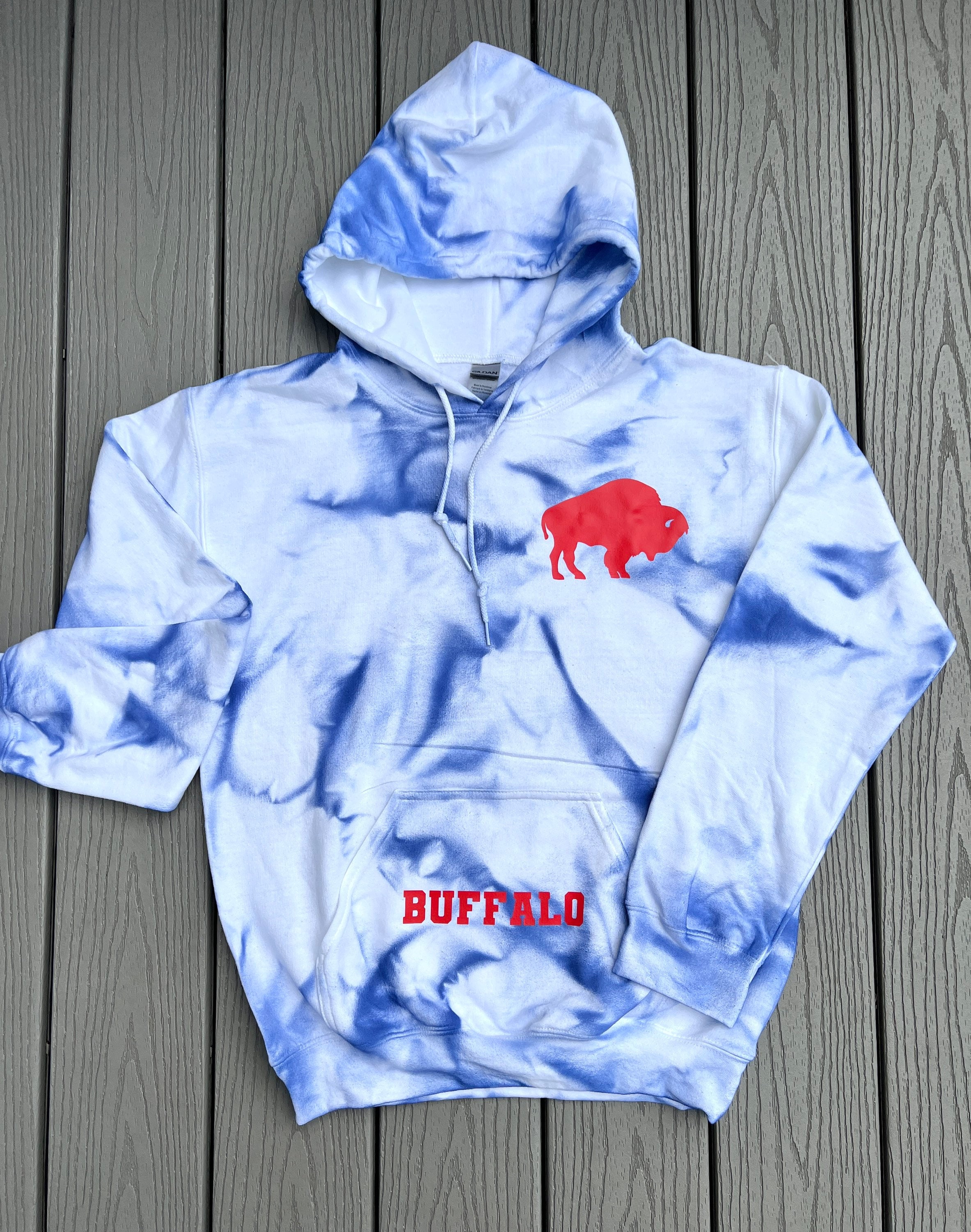 Buffalo Tie dye Hoodie Buffalo Hoodie Blue Tie Dye Hoodie Etsy