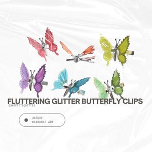 Fluttering Glitter Butterfly Clips - A Pair