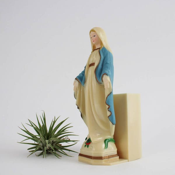 Vintage en plastique Notre Dame de Grace planteur sanctuaire - Statue de la Vierge Marie (SD437)