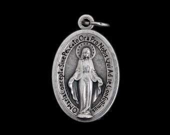 Miraculous Medal in Latin 1" long - Our Lady of Grace - Made in Italy