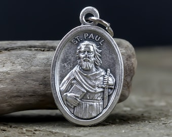 Saint Paul the Apostle Medal - Patron Saint of Missionaries and Evangelists - St. Paul Pray For Us 1 inch Silver Oxidized Medal