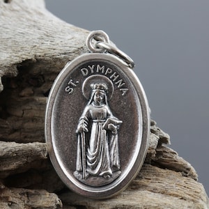 Saint Dymphna Pray For Us Medal Patron of Anxiety, Depression, Mental Health Made in Italy image 2
