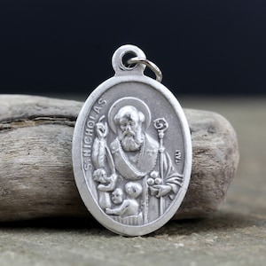 Médaille religieuse de Saint Nicolas de Myre, priez pour nous - Père Noël néerlandais patron des marins, des commerçants et des boulangers - Fourniture de bijoux