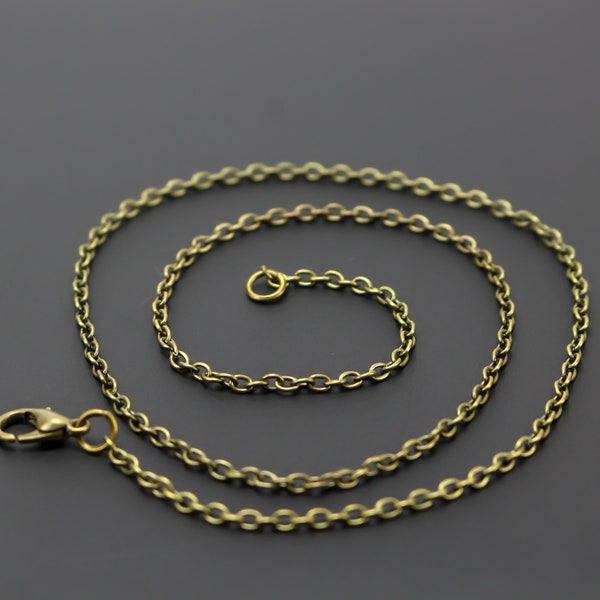 Antiqued Bronze Cable Chain Necklace 18" long with Lobster Claw Clasp