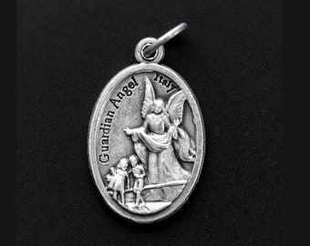 Guardian Angel Pray For Us Medal - Religious Protect Me Medal - Made in Italy