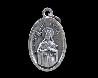 Saint Teresa of Avila Medal - Patron Saint of Headaches and Heart Disease - St Teresa 1 inch Die Cast Metal Made in Italy