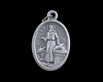 Saint Luke the Evangelist Medal - Patron of Artists, Physicians, and Surgeons  - St. Luke Pray For Us 1 inch Silver Oxidized Medal