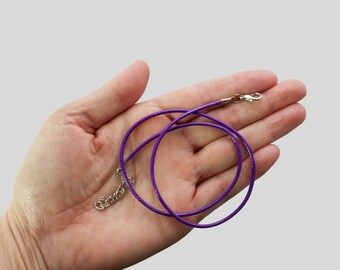Purple Wax Cord Necklace 17.375" Long with Lobster Claw Clasp and 2" Extender Chain
