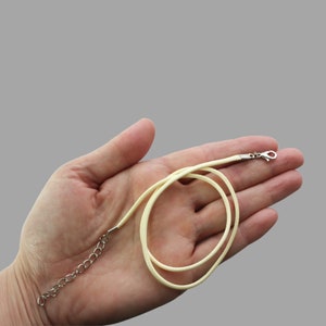 Cream Off White Wax Cord Necklace 17.375&quot; Long with Lobster Claw Clasp and 2&quot; Extender Chain