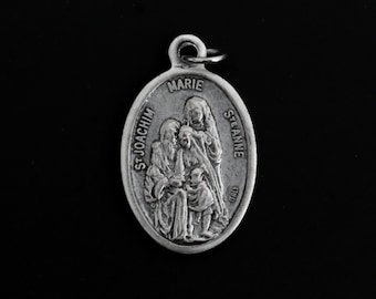 Médaille Saint-Joachim et Sainte-Anne - Parents of the Virgin Mary - Saints patrons des grands-parents - Fabriqué en Italie