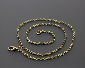 Antiqued Bronze Cable Chain Necklace 18" long with Lobster Claw Clasp