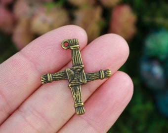 St. Brigid's Cross Pendant Antique Bronze Color 1-1/8" long