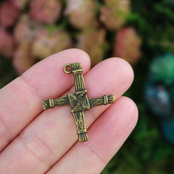 St. Brigid's Cross Pendant Antique Bronze Color 1-1/8" long