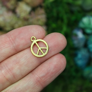 Golden Peace Symbol Charms - International Symbol of Peace - 15mm long 25pcs