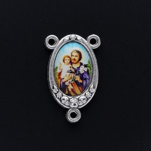 Hoofdstuk rozenkrans rozenkrans met kleurenafbeelding 1" lang - patroonheilige van de vaders - jubileumjaar van St. Joseph - gemaakt in Italië