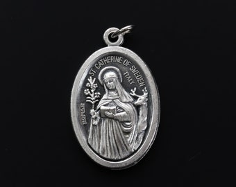 Saint Catherine of Sweden Medal - Patron Saint Protection from Miscarriage and Difficult Pregnancy - Made in Italy