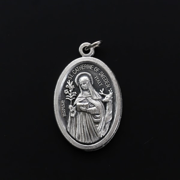 Saint Catherine of Sweden Medal - Patron Saint Protection from Miscarriage and Difficult Pregnancy - Made in Italy