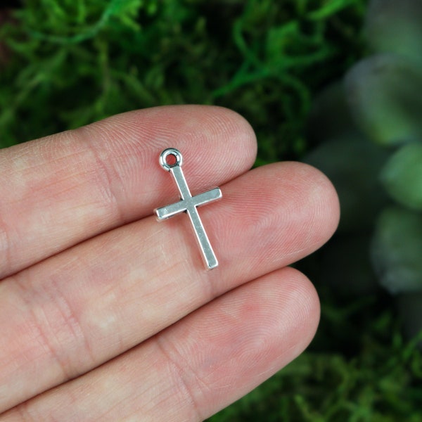 Small Simple Classic Cross Charms for Bracelets, Necklaces Chaplet Crosses 19mm x 9.5mm