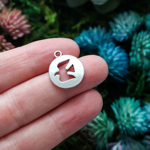 Silver Holy Spirit Charms 19mm - Small Round Flat Disc with Cutout Dove - Sold in Quantities of 10, 25, or 50pcs