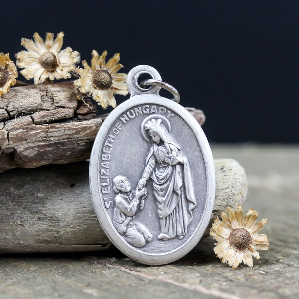 Saint Elizabeth of Hungary Medal - Patron of Brides - St. Elizabeth Pray For Us 1 inch Die Cast Metal Made in Italy