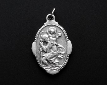Saint Christopher Pray for Us Medal with Deluxe Ornate Border - Patron for Safe Travel and Protection During Sporting Events