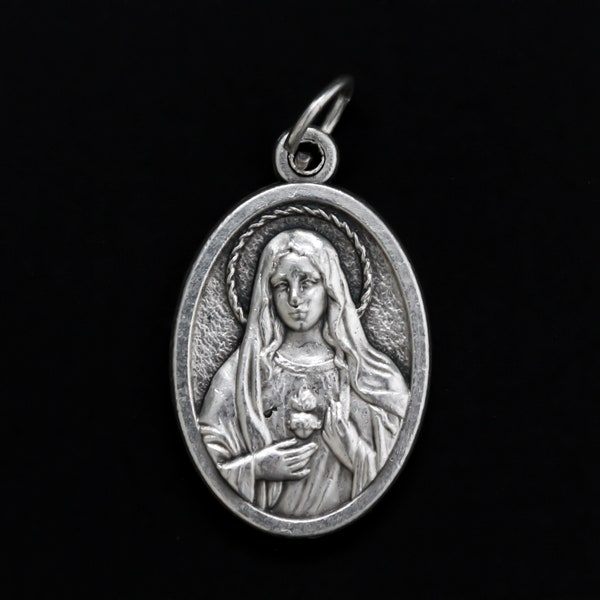 Immaculate Heart of Mary and Sacred Heart of Jesus Medal - Made in Italy