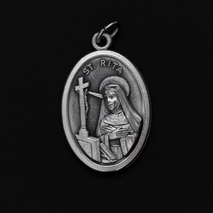 Die Medaille der Heiligen Rita von Cascia - Schutzpatronin der Unmöglichen, Verzweifelten, Eheprobleme - Made in Italy