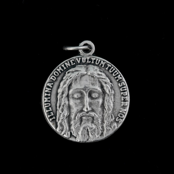 Holy Face of Christ Medal in Latin - Five Wounds of Jesus - Lord, Shine Your Face Upon Us, Made in Italy