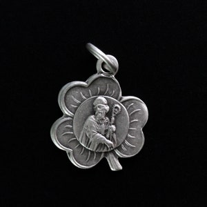 St. Patrick Shamrock Shaped Charm Symbol of Holy Trinity - Patron Saint of Ireland - Oxidized Silver Plate Made in Italy