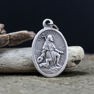 Medal Świętego Rocha - Święty Roch, patron psów, chorób zakaźnych, epidemii i chorób (styl 2)