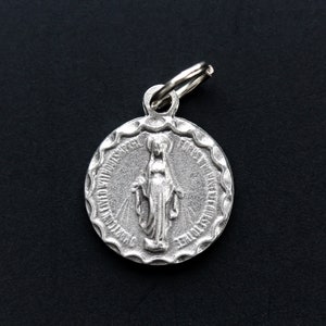 Miraculous Mary Medal - 9/16" Round Charm of the Immaculate Conception - Blessed Virgin Mary Jewelry Supplies