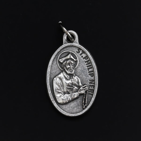 St. Philip Neri Medal - Patron Saint of Laughter, Joy, Humor, and Comedians - 1" Oval Medal Made in Italy