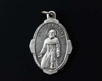 Saint Peregrine Pray for Us Medal with Deluxe Ornate Border - Patron Saint of Cancer Patients - Made in Italy