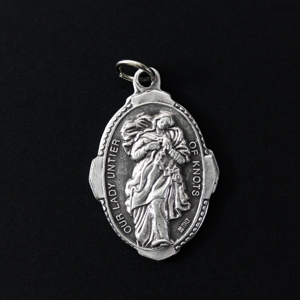 Our Lady Untier of Knots Medal with Deluxe Ornate Border - Mary Undoer of Knots Pray for Us