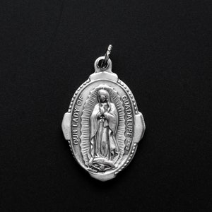 Our Lady of Guadalupe Pray For Us Medal with Deluxe Ornate Border - Handcrafted in Italy