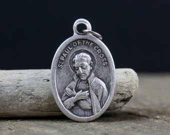 Saint Paul of The Cross Medal - Patron Saint of The Passionist Order - St. Paul Pray For Us 1 inch Silver Oxidized Medal