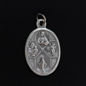Religious Four Way Medal Featuring The Miraculous Medal, Scapular Medal, St. Christopher, and Saint Joseph Four in One Protection Medal