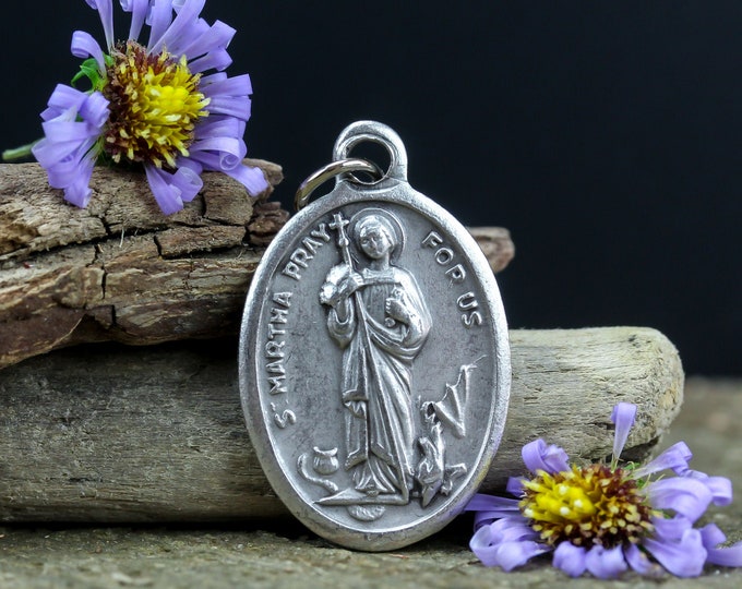 Saint Martha Medal Necklace. St Martha Necklace. Catholic Necklace ...