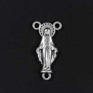 Image of the Blessed Virgin Mary Rosary Centerpiece - Silver Oxidized Rosary Making Supply